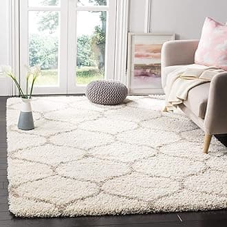 ZBLER Carpet Shaggy Super Soft Carpet for Home & Living Room (4x6 feet, Ivory Design)