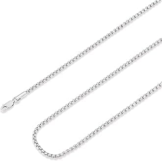 Mens Silver Chain Silver Box Chain for Women with 925 Sterling Silver Lobster Clasp 2.5mm Necklace for Women Mens Box Chain Silver Necklace Chain 16/18/20/22/24/26/30 Inches