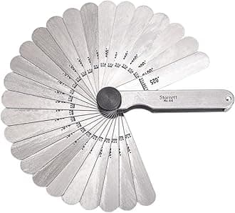 Starrett Tempered Steel English Thickness Gage with Straight Leaves - Ideal for Carpenters and Home Improvement - 26 Leaves, 1/2"-1/4" x 3"-1/32" Size, .0015"-.025" Thickness - 66