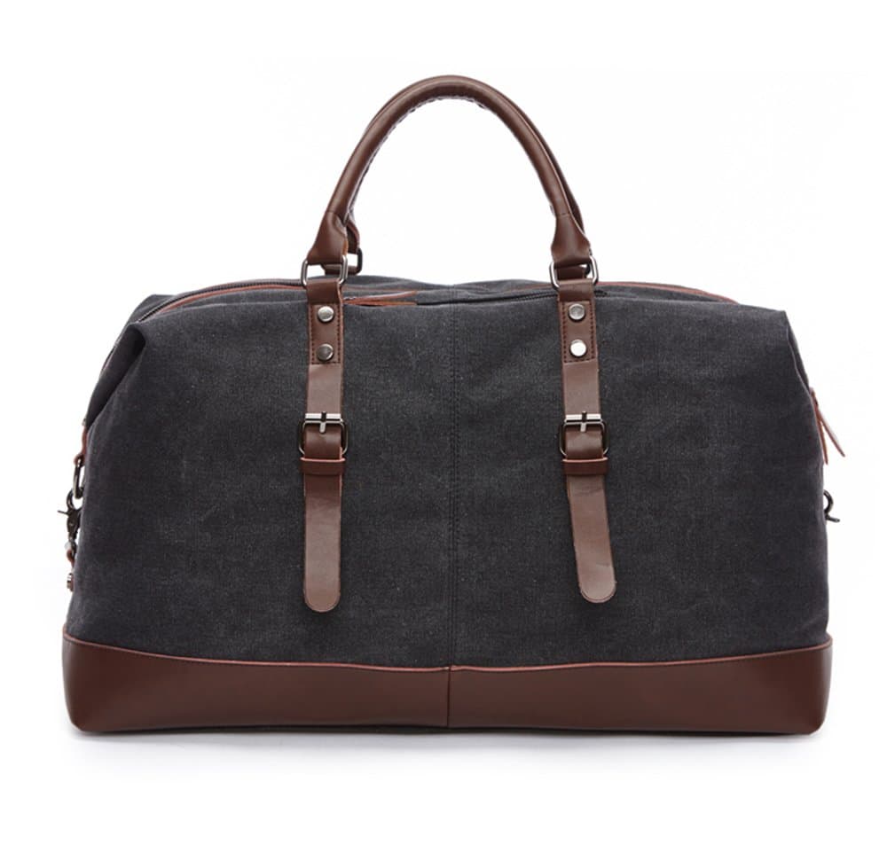 Canvas Leather Trim Travel Duffel Weekend Bag