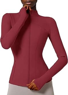 Locachy Women's Slim Fit Full Zip Athletic Running Sports Workout Jacket with Thumb Holes