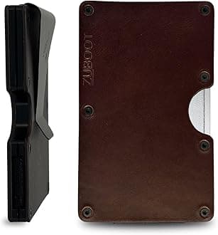 Leather RFID Wallet for Men – Slim Minimalist Front Pocket Wallet with Built-In Metal Cash Clip – Durable Brown Leather Card Holder for 16 Cards & Bills, RFID Protection (Brown, Cash Clip)