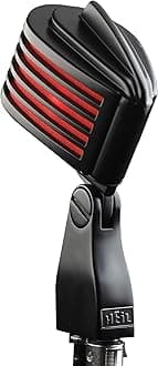 Heil The Fin Dynamic Microphone for Live Sound Applications and Video Podcasting, XLR Microphone with Vintage Appeal, Wide Frequency Response, and Superior Rear Noise Rejection - Black/Red