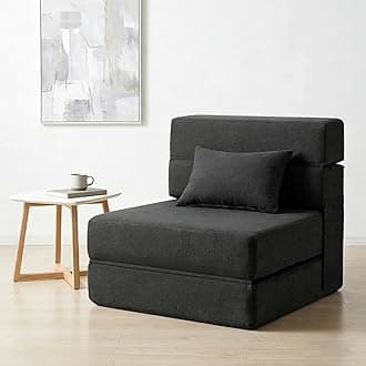 Folding Sofa Bed with Pillow- Convertible Chair Floor Couch & Sleeping Mattress, Foldable Memory Foam Sleeper for Living Room/Dorm/Guest Room/Home Office/Apartment/Loft, Single26, Dark Gray