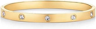 PAVOI14K Gold Plated and Stainless Steel Love Bangle for Women | Bracelet with Cubic Zirconia Stones