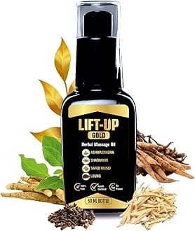 LIFT UP GOLD Lift Up Massage Oil for Men Enhancer Ayurvedic Massage Oil for Men 50 Ml Performance Oil restores energy & hardens the relaxing muscles Ashwagandha, Safed Musli, Shatawar, Loung