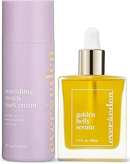 Evereden Mama Must-Have DUO - Golden Belly Stretch Mark Oil & Nourishing Stretch Mark Cream - Dermatologist-Developed Clean & Vegan Maternity Skin Care for Stretch Mark Reduction & Skin Hydration