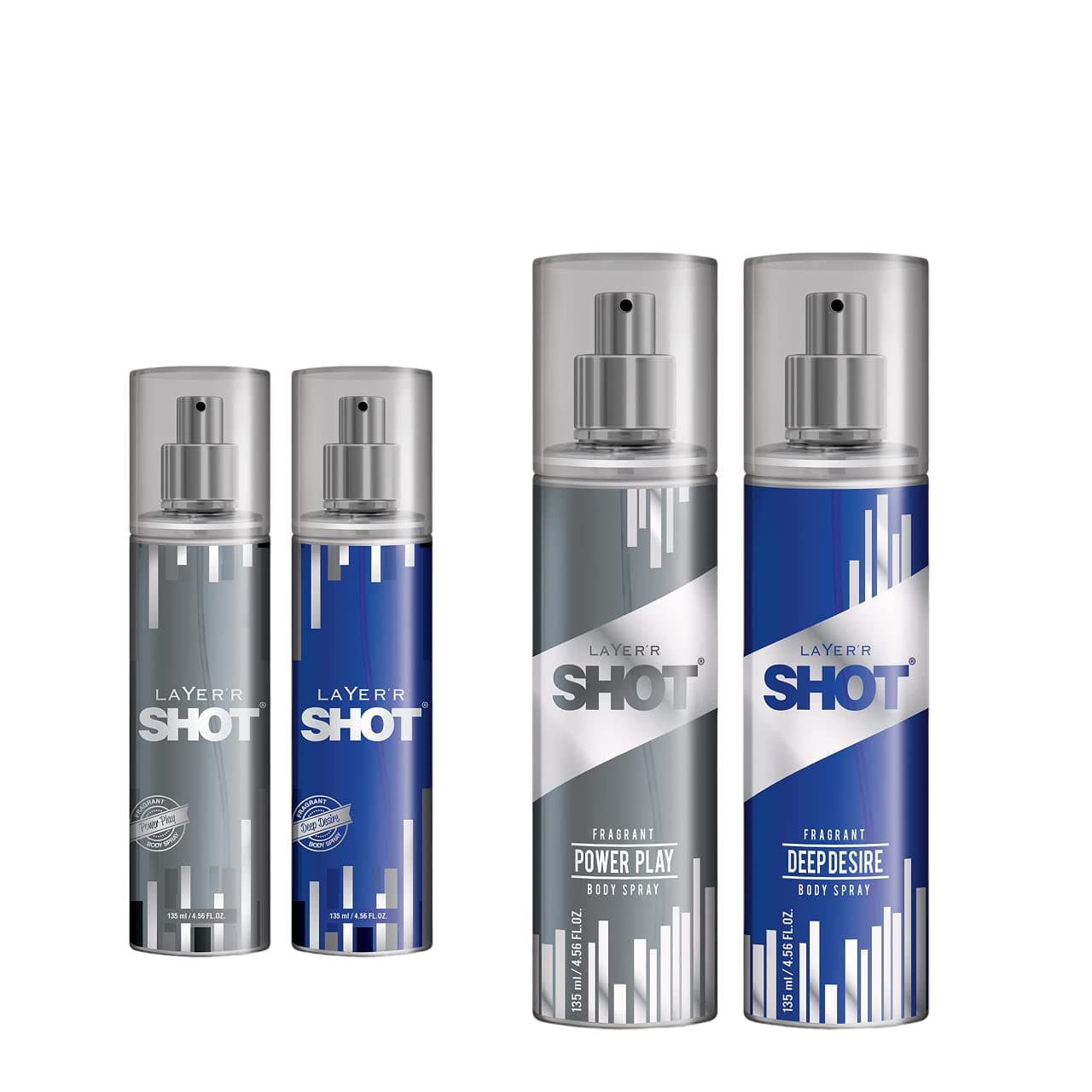 LAYER'R SHOT Silver Combo for men Pack of 2 Power Play, Deep Desire Body spray