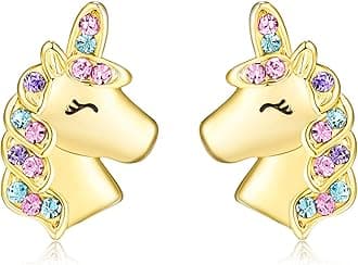 Silver Unicorn Stud Earrings for Little Girls Hypoallergenic CZ Lovely Gifts Daughter Birthday