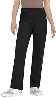 Black Dress Pants for Women Work Straight Pants 29" Inseam with Pockets High Waisted Casual Busines Slacks Formal Pull On Trousers