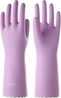LANON wahoo Skin-Friendly Cleaning Gloves, Dishwashing Kitchen Gloves with Cotton Flocked Liner, Reusable, Non-Slip, Mauve Mist, Medium