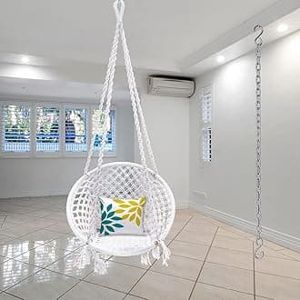 Patiofy Adults & Kids Wooden Swing/Jhula for Home & Balcony - Holds Up to 120 Kgs - White
