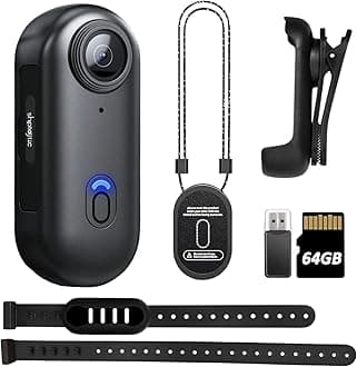 4K Body Camera, Thumb Size Cam,Wearable Camera with 360°Rotatable Clip & Magnetic Clip,120 Minutes for Recording,Take for Lecture, Traveling,Pet Walking,Outdoors Activities (4K-B-64G)