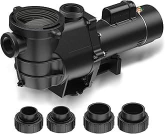 BRIOPAWS 2HP Dual Voltage Pool Pump, 6420GPH Flow, 66FT Head Lift, 1.5" and 2" Fittings, Self-Priming Water Pump for Inground/Above Ground/Seawater Pools and Hot Tubs, 115V/230V 60HZ AC