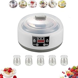Large Capacity Ultimate Yogurt Maker Machine, Adjustable Constant Temperature Yogurt Maker With Led Display And Timing Control For Home Organic Yogurt, Cheese, Fruit Wine (Rounded-with 5 Glass)