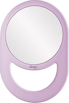 Diane Professional Quality Hand Mirror – Hand Held Mirror with Handle, Single Sided Vanity Makeup Mirror for Women, Men, Salon, Barber, Shaving, and Travel, Medium 7.5" x 11" Light Purple