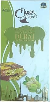 Dubai Pistachio Choco Fresh Kunafa Chocolate 40% Cocoa, Premium Crunchy Pistachio & Kunafa Chocolate Bar, 200g