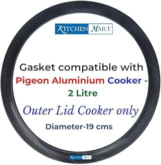 Kitchen Mart Nitrile Rubber Gasket Compatible with Pigeon Aluminium Pressure Cooker (Outer Lid) 2 Litres, Black
