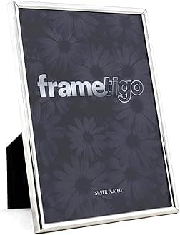 Frametigo Silver Plated Thin Edge Photo Frame - Fits Photo Size 8"x10" (20x25cm)