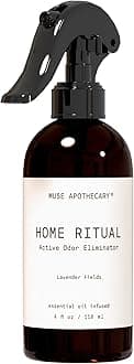 Muse Apothecary Home Ritual Active Odor Eliminator Spray - Furniture Deodorizer Spray & Bathroom Odor Eliminator for Home - Essential Oil Air Freshener - 4oz, Lavender Fields