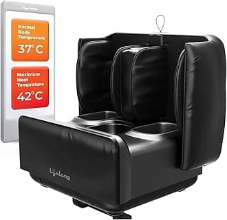 Lifelong 2 in 1 Foot & Leg Massager Machine & Foldable Ottoman Rest for Home - Pain Relief Massage for Legs - Heat + Rolling, Kneading, Shiatsu, Vibration & Air Compression | Ideal for Feet, Ankle & Legs