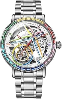 Men's Automatic Mechanical Watch Sports Style Double-Sided Hollow Design Luminous Pointer Stainless Steel Strap