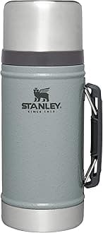StanleyClassic Legendary Large Food Jar 1.0 qt | Vacuum Insulated Food Container | Wide Mouth Screw On Lid | Packable for Travel | Stainless Steel & Leakproof Lid | Hammertone Silver