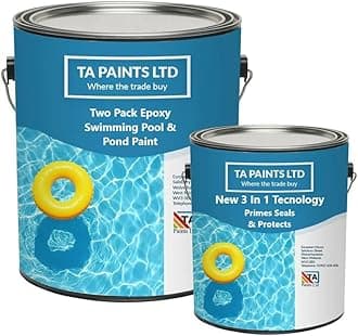 T A Paints Ltd Two Pack Epoxy Swimming Pool & Pond Paint 3 In 1 Primes Seals Protects Chemical Resistant Direct to Concrete Fibreglass Brick & Stone (5 L BS 00 A 09 Grey)