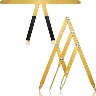 2 Pieces Eyebrow Ruler 3-Point Positioning Ruler Eyebrow Golden Ratio Caliper Microblading Ruler Brow Caliper Measuring Tool Plastic Eyebrow Caliper for Student (Gold)