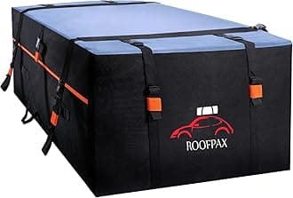 RoofPax Car Roof Bag & Rooftop Cargo Carrier - 15 Cubic Feet Heavy Duty Bag, 100% Waterproof Excellent Military Quality Roof-Top Car Bag - Fits All Cars with/Without Rack - 4 Door Hooks Included