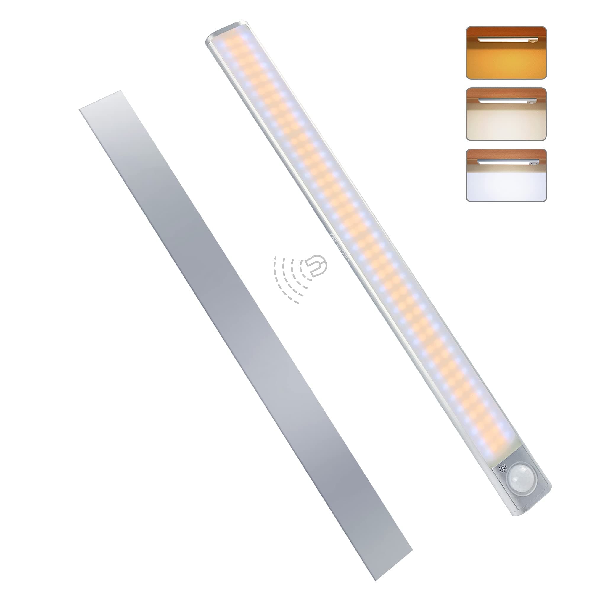 160LED Rechargeable Under Cabinet Lights, Wireless Motion Sensor Closet Lights, 1800mAh Battery with Stepless Dimming, Magnetic Install for Wardrobe, Cupboard, Besides, Kitchen