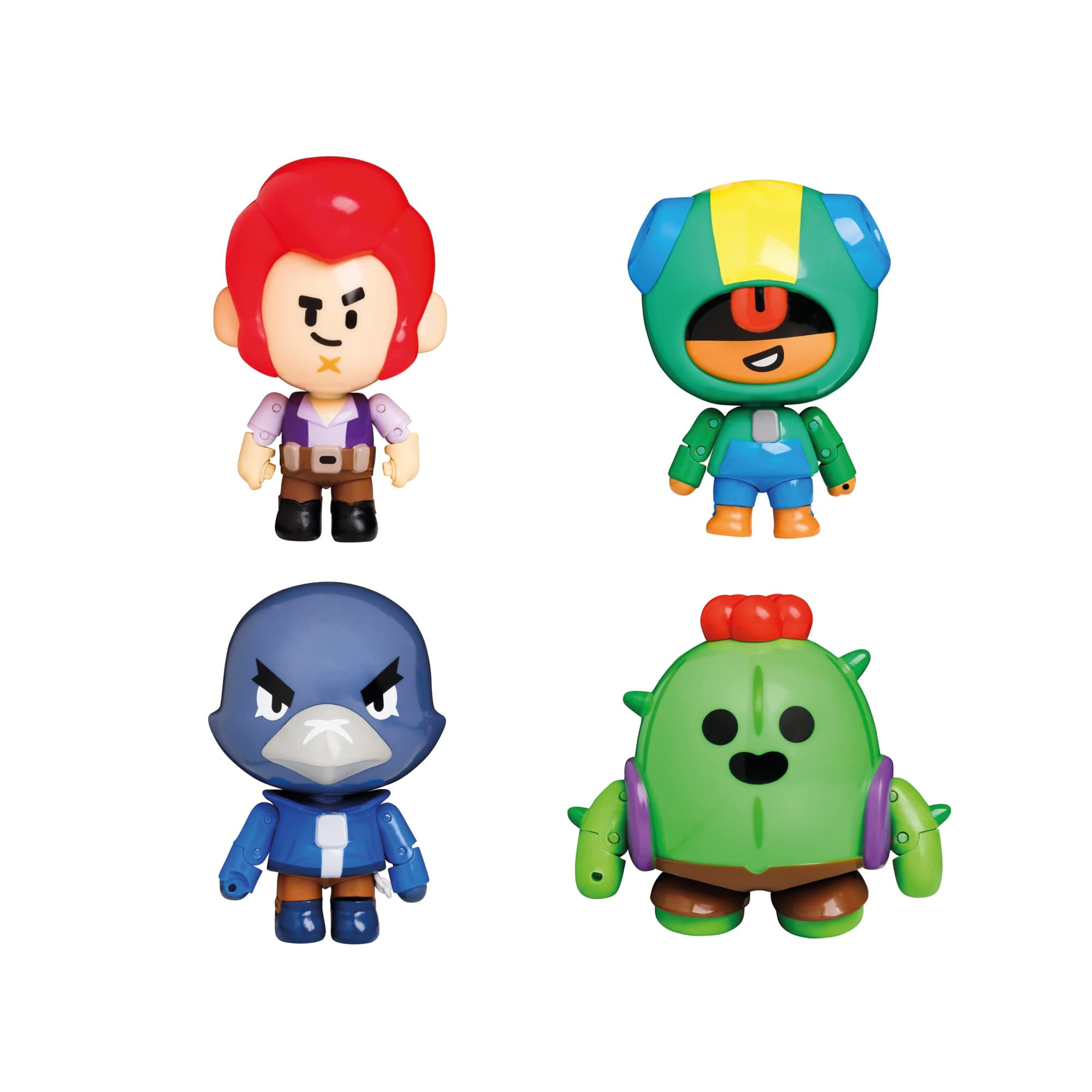 Brawl Stars Action Figures 4 PACK |Spike, Colt, Leon & Crow 4.5-Inch-Tall Collectibles Toys | Playable Mini Toys - Articulated Figures
