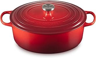 Signature Enamelled Cast Iron Oval Casserole Dish With Lid, 33 cm, 7.5 Litre, Cerise, 21178330602430