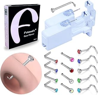 Firstomato 2 Pack Self Use Nose Piercing Gun Safe Nose Piercing Kit Tool Painless and Allergy Free Nose Piercer with Hypoallergenic Nose Studs