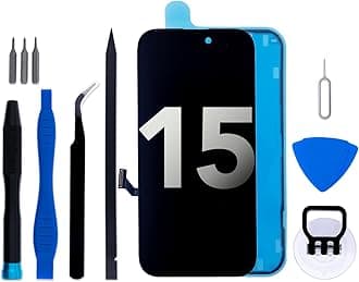 for iPhone 15 Screen Replacement kit, 6.1" LCD Display 3D Touch Digitizer Assembly with Frame Adhesive and Repair Tools (Model A2846/A3089/A3092/A3090)