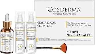 Cosderma Professional Facial Peeling Solution Kit | Includes AHA Cleanser, Ne...