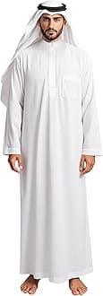 HOMELEX Men's Muslim Clothes Thobe Middle East Kaftan Saudi Arab Caftans Islamic Abaya Dress Dubai Robes