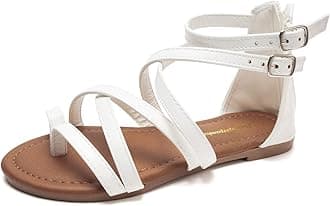 FUNKYMONKEY Girls Gladiator Strap Sandals Flat Fisherman Thong Cross Strappy Sandals