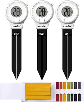 RAINPOINT Digital Compact Soil Moisture Meter for Indoor/Outdoor Plants, Soil Probe Hygrometer Sensor Tester Sets for Garden Lawn Farm, Easy Operation House Pot Plants Moisture Detector- 3 pcs
