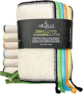 Whiffkitch Whiff Botanicals Bamboo Dishcloth & Cleaning Cloths are Sustainable, Reusable, Washable, Scrub-Non-Scratch, Extra Absorbent, Quick Drying, Multi Surface Cleaning Essentical.