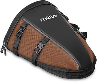 MOSISO Motorcycle Tail Bag Multifunctional Waterproof Polyester Storage Saddle Bag, 10L Outdoor Sports Motorbike Rear Seat Light Tank Handbag Tool Carry Pouch with Shoulder Strap, Brown