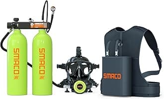SMACO Mini Scuba Tank 3.8L Scuba Diving Tank (Assembled by Two 1.9L Cylinders) for Shallow Water Diving Support Breath Portable Scuba Tank Kit for Diving Entertainment