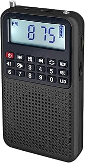 YF39 Portable FM AM Radio with Bluetooth, Voice Recording, TF Card Support, Stable Signal Reception, LED Emergency Light, Compact Design for Home and Outdoor Use(Black)