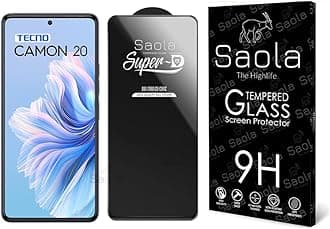 Saola® SuperD Oleophobic Tempered Glass For Tecno Camon 20 (PACK OF 1) with Free Installation Kit. Full screen Coverage. Free Replacement If Received Damaged - 6.67 inch