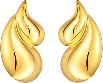 Gold Waterdrop Earrings Teardrop Chunky Hypoallergenic Lightweight Drop Jewelry for Gift