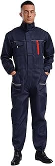 Work Overalls for Men One Piece Wear-Resistant Mechanics Jumpsuit Long Sleeve Navy Coveralls