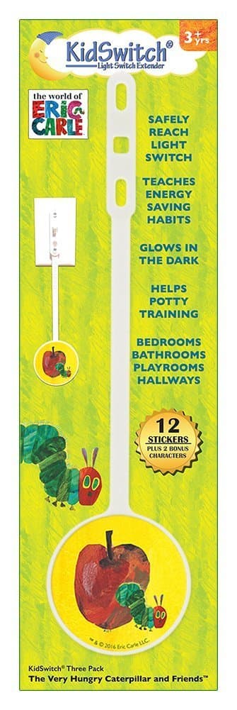 KidSwitch Light Switch Extender for Kids 3 Pack - The World of Eric Carle Edition - The Very Hungry Caterpillar & Friends - Officially Licensed!