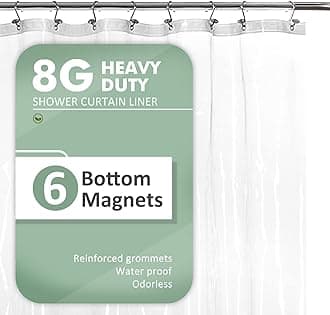 Barossa Design Longer Shower Curtain/Liner with 75 inches Height - 6 Magnets on Bottom, Heavy Duty Waterproof PEVA, PVC Free, Metal Grommets, 72x75, Clear