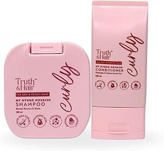 Hydro Nourish Conditioner (120ml) & Shampoo (180ml) for Curly Hair | With Aloevera Leaf Powder, Hyaluronic Acid, Collagen, Argan Oil & Shea Butter | SLS and Paraben free | Dermat Approved