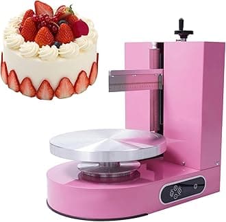 Cake Decorating Machine, Automatic Cake Cream Frosting Machine,Cake Icing Machine with Adjustable Scraper, for 4" to 12" Cake, 60-320rpm for Cake Dessert Shops, Home (Pink)